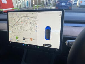 テスラ板橋で試乗したモデル3のディスプレイ