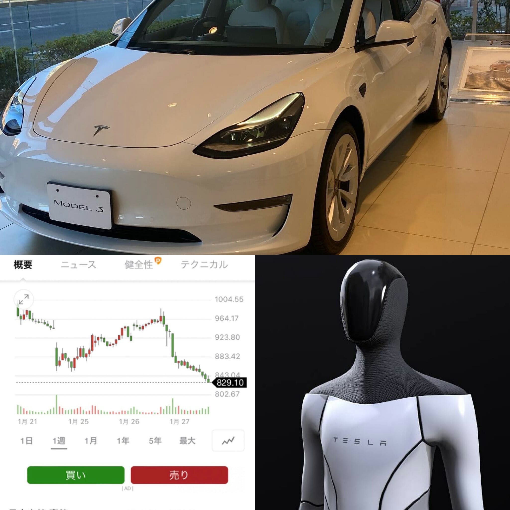 テスラの株価とteslabo